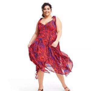 Tropical Leaf Tie Strap Dress